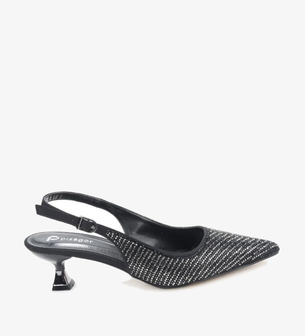 Pisagor Ps-32350 Kadın 4 Cm Arkası Açık Taşlı Abiye Stiletto Ayakkabı - Görsel 1