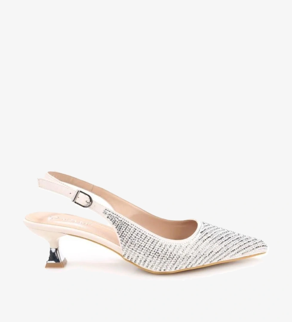 Pisagor Ps-32350 Kadın 4 Cm Arkası Açık Taşlı Abiye Stiletto Ayakkabı