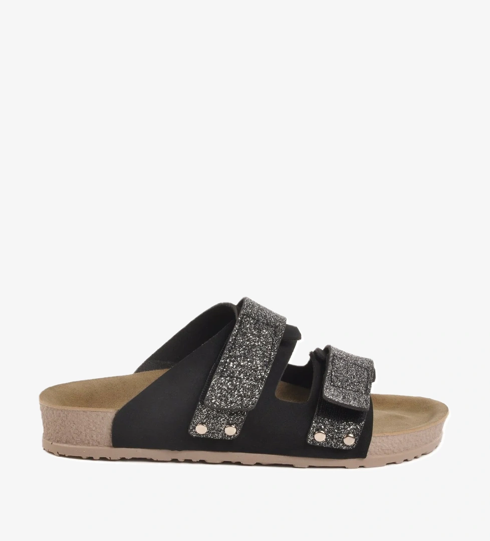 A Spor Aspor Vizon Siyah Simli Cırtlı Kadın Düz Terlik model görseli