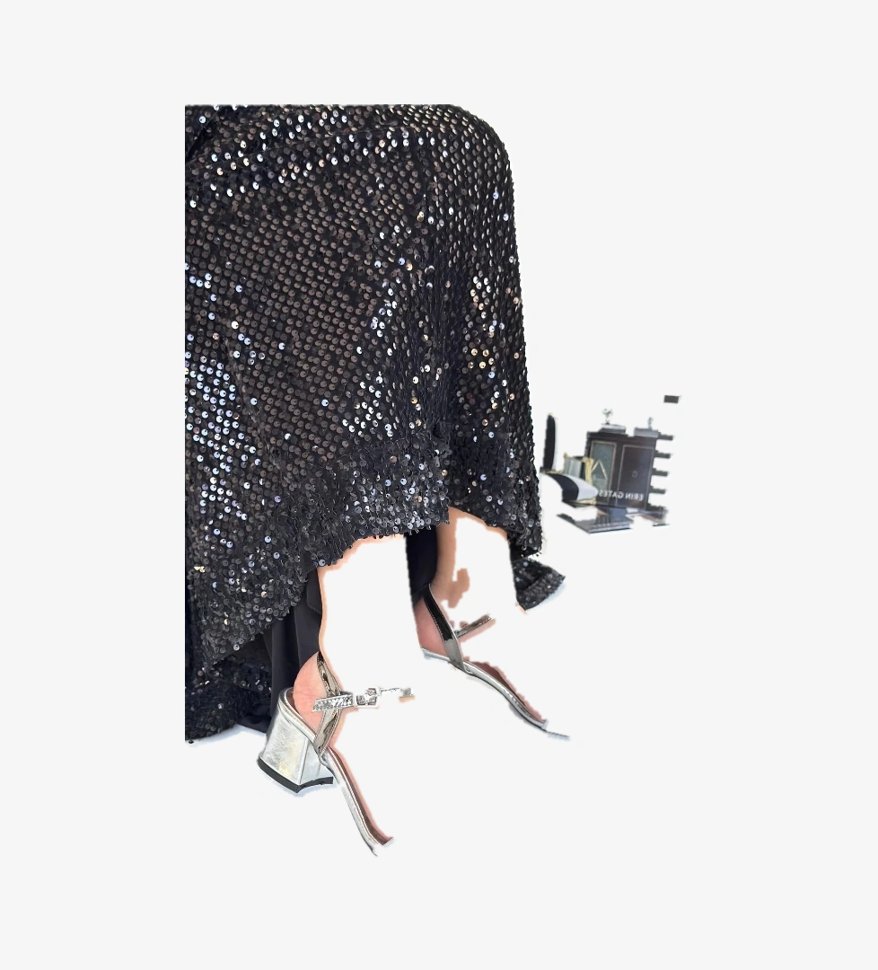 Pabucmarketi Beyaz Kadın Simli Topuklu Sandalet model görseli