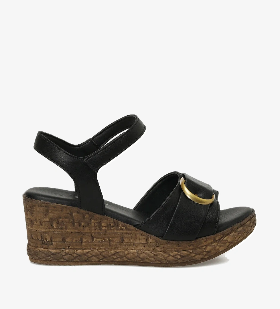 325069.Z 5FX Siyah Kadın Dolgu Topuk Sandalet - Görsel 1