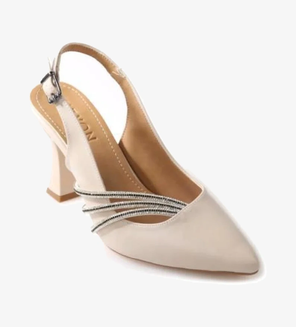 Wzy 02814 8,5 Cm Topuklu Kadın Arkası Açık Stiletto Ayakkabı