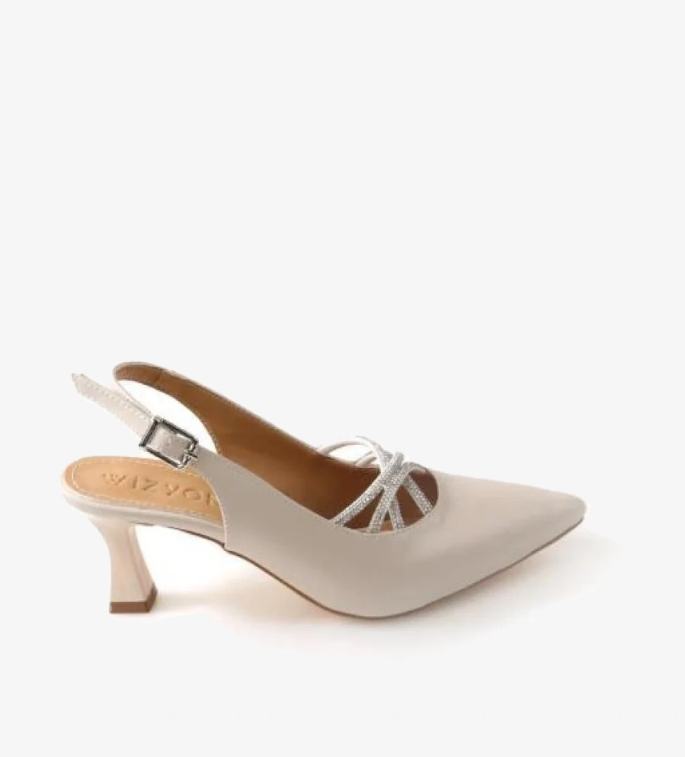 Wzy 02812 6 Cm Topuklu Kadın Arkası Açık Stiletto Ayakkabı