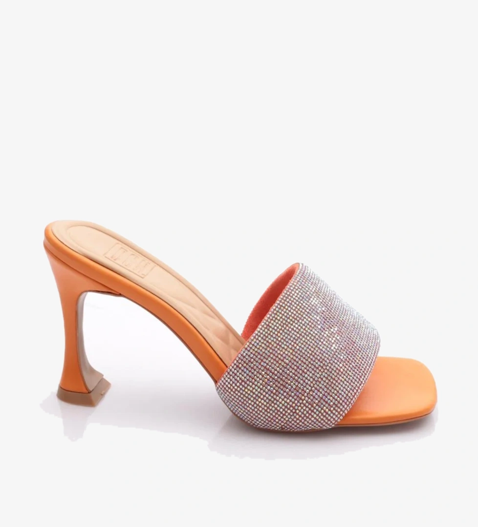 8021 Kadin Silver Taşli Topuklu Terlik