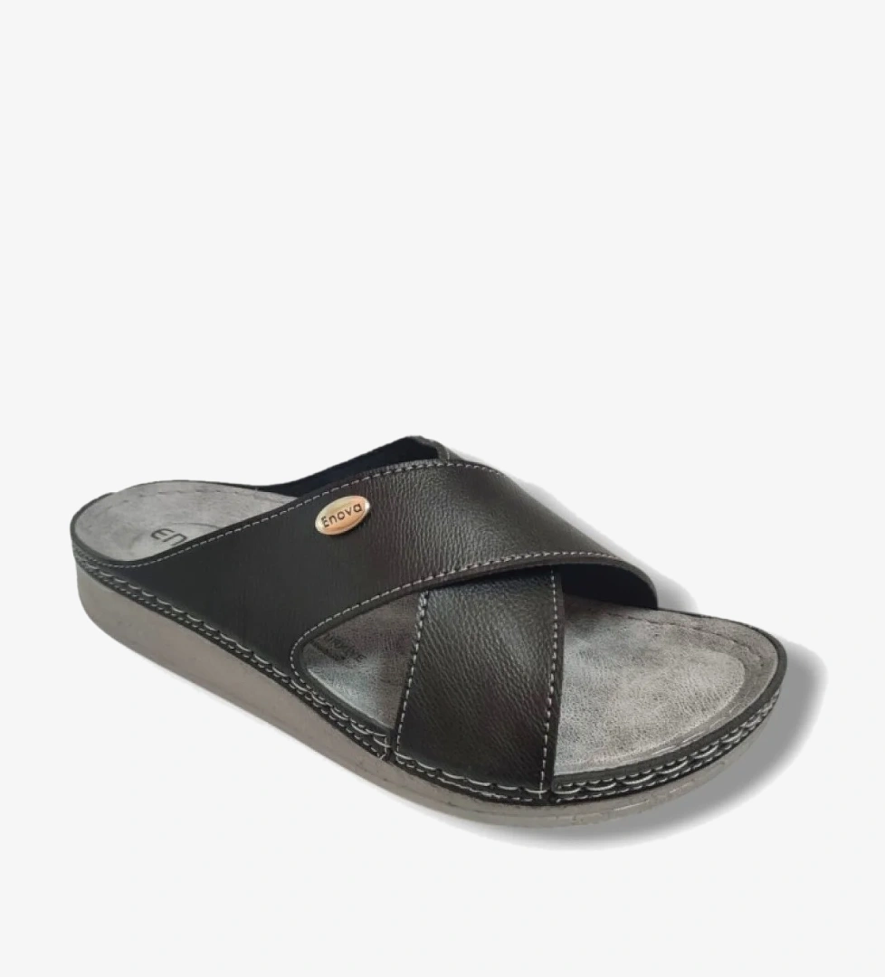 M224-0102-25 Deri Anatomik Çapraz Bant Erkek Terlik