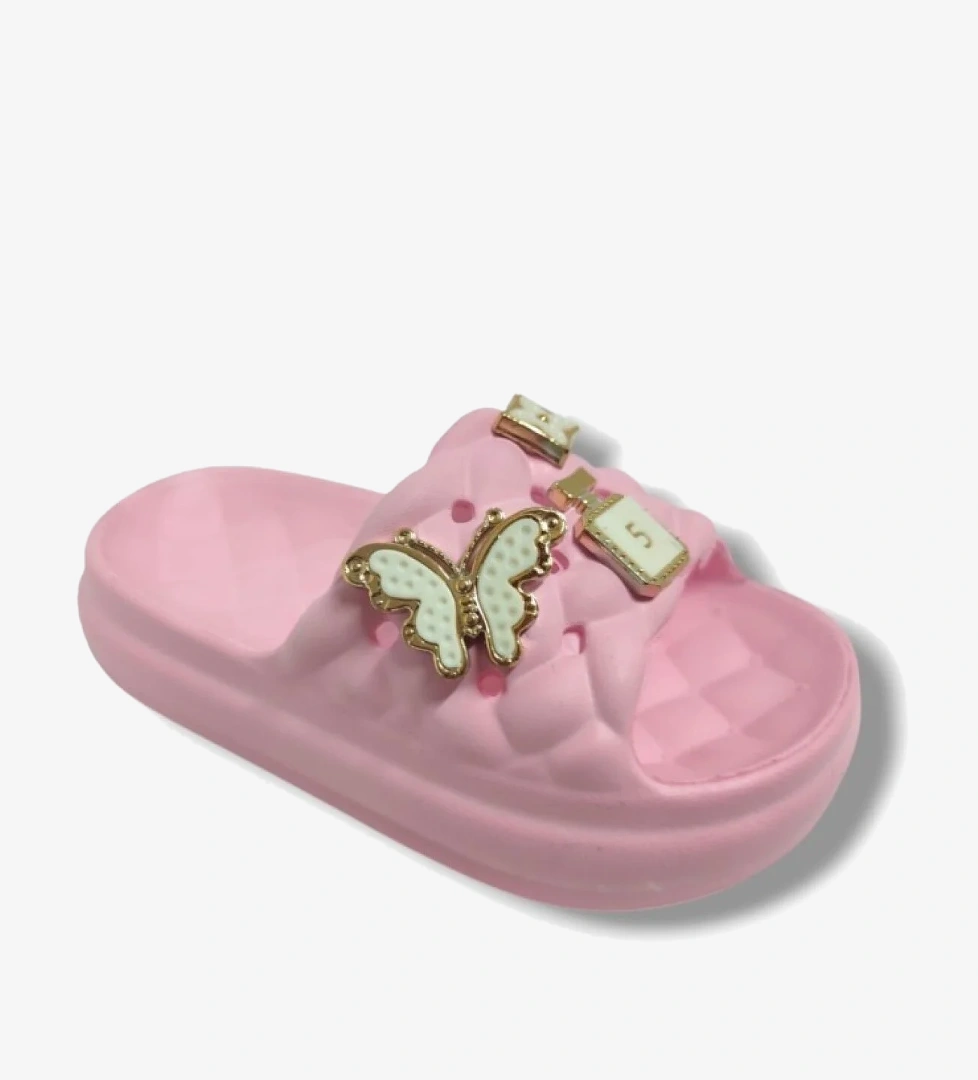 E310-5-25 Eva Kelebek Yıldız Tokalı Kız Çocuk Terlik - Görsel 1