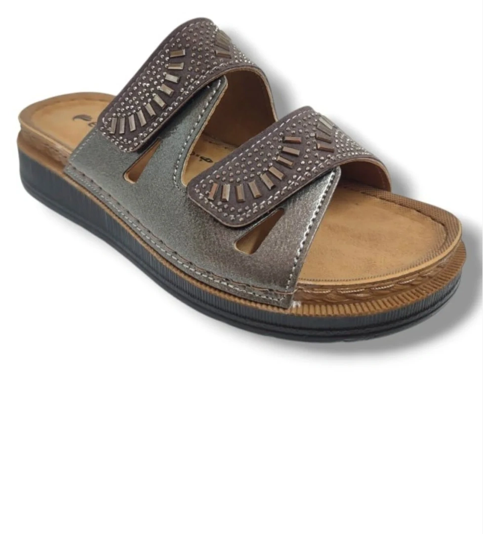 M3-25 Anatomik Taşlı Çift Bant Cırtlı Kadın Terlik