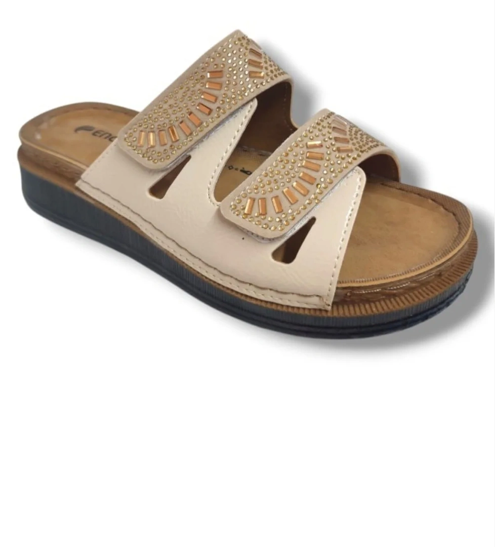 M3-25 Anatomik Taşlı Çift Bant Cırtlı Kadın Terlik