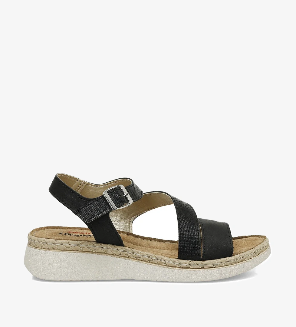 166945.Z5FX Siyah Kadın Düz Sandalet - Görsel 1