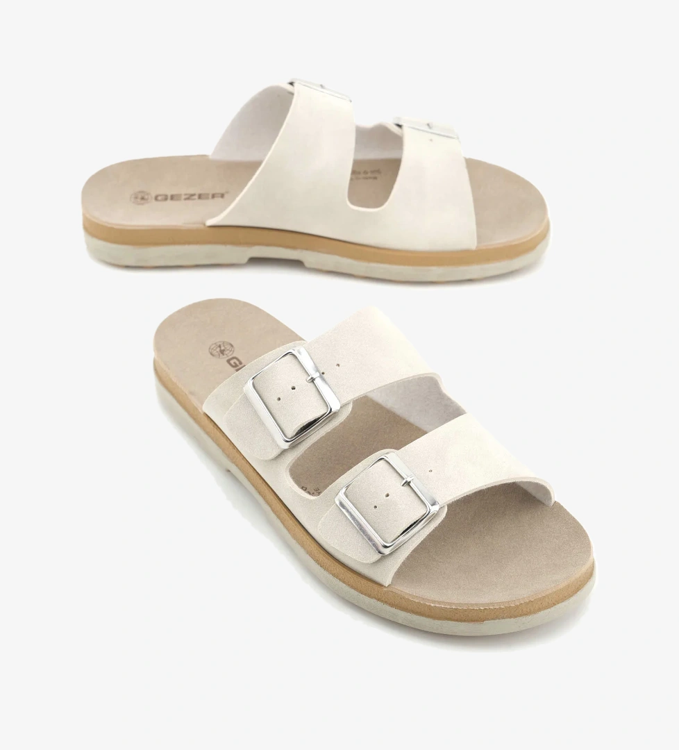 Kadın Yazlık Suni Deri İki Toka Ayarlanabilir Comfort Taban Günlük Terlik - Görsel 1