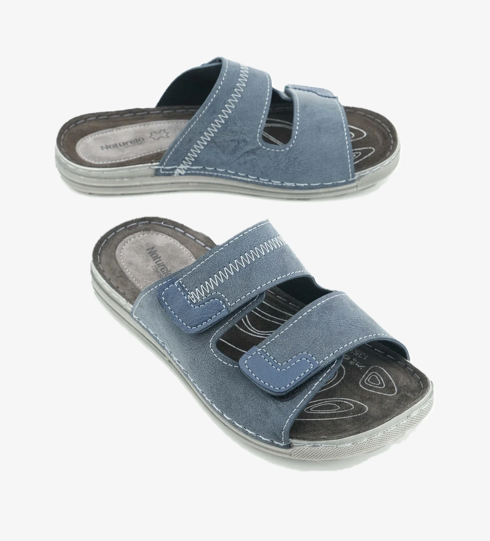 Naturela Comfort Erkek Yazlık İç Taban Hakiki Deri Çift Cırtlı Ayarlanabilir Rahat Taban Günlük Terlik - Görsel 1