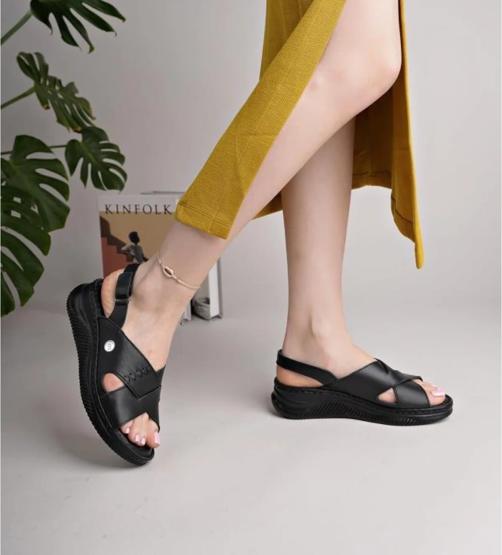 D25ys 2855 Hakiki Deri Kadın Sandalet