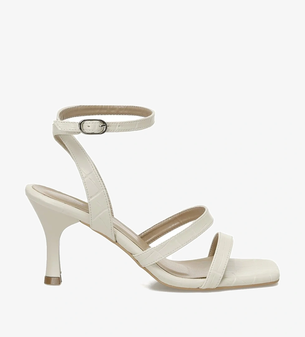 25S-218 5FX Bej Kadın Topuklu Sandalet - Görsel 1