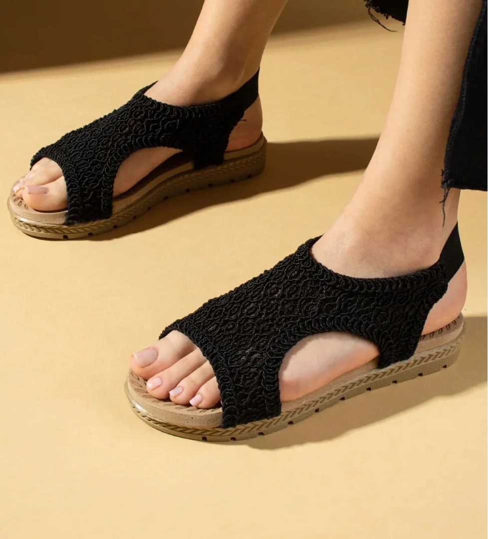 Kadın Dantelli Yazlık Sandalet İnce Tabanlı Arkası Lastikli 1021-123-0004 - Görsel 1