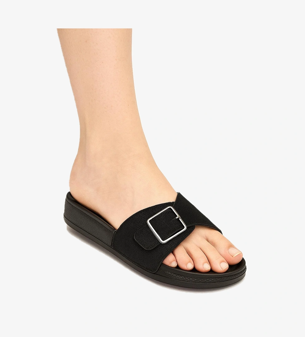 381 Rahat Ortopedik Taban Günlük Kadın Terlik Çift Toka Kadın Terlik Sim Detaylı - Görsel 1