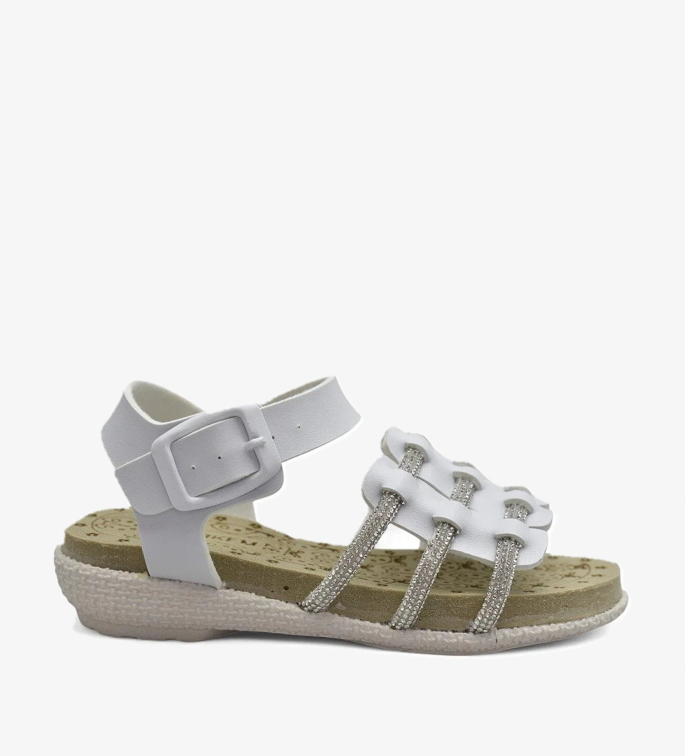 8454 Rahat Taban Kız Çocuk Sandalet Terlik Çocuk Taşlı Sandalet