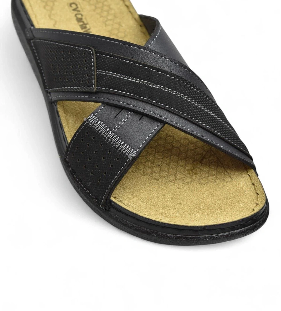 171202 Ortopedik Taban Erkek Terlik Erkek Cırtlı Terlik Sandalet - Görsel 1