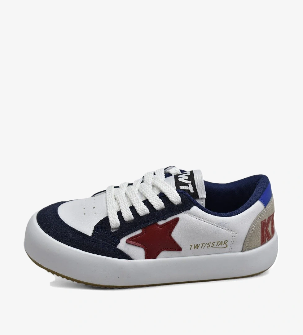 1057 Rahat Taban Çocuk Spor Ayakkabı Unisex Spor Ayakkabı Bağcıklı Ve Cırtlı - Görsel 1