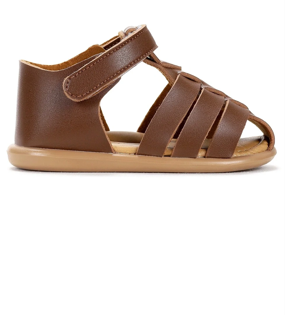 Lonpe İlk Adım Cırtlı Erkek Bebek Sandalet Taba - Görsel 1