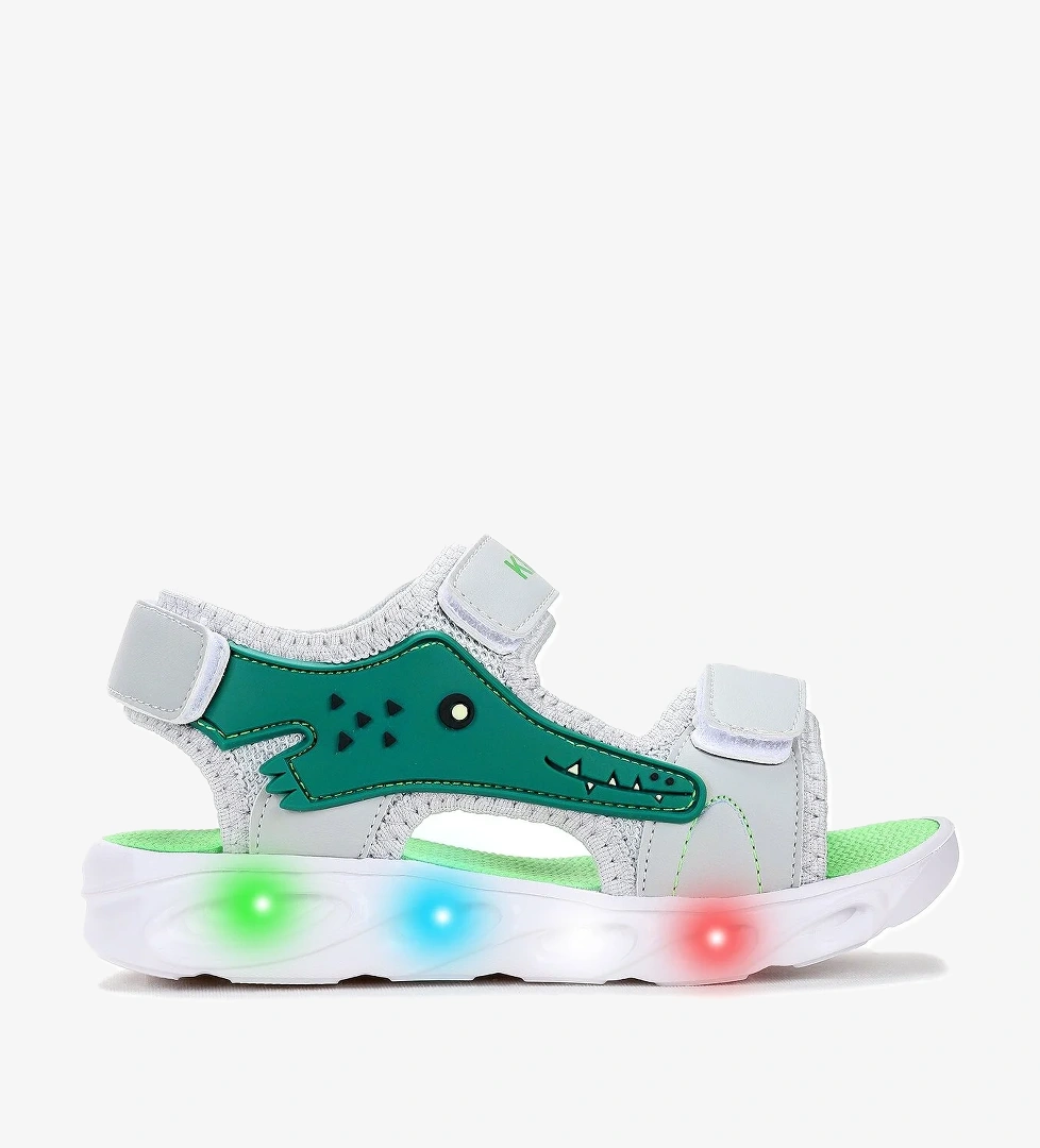 Arnı Günlük Işıklı Cırtlı Erkek Çocuk Sandalet Ayakkabı Gri - Görsel 1