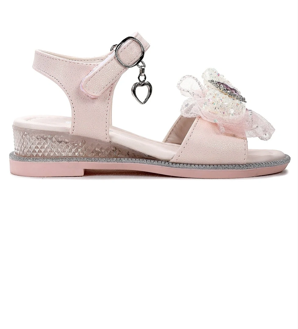 Bufly Fiyonklu Kız Çocuk Sandalet Ayakkabı Pudra - Görsel 1