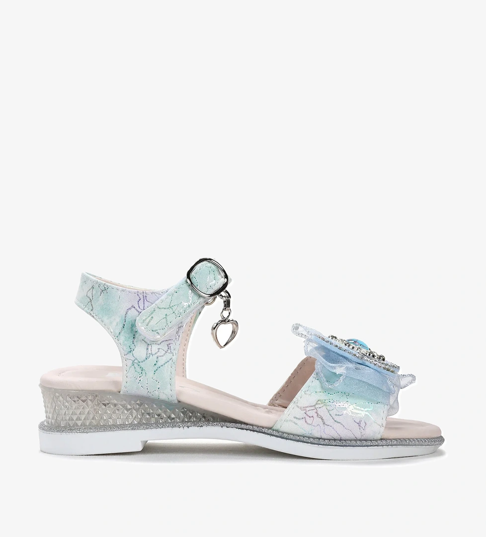 Pige Fiyonklu Kız Çocuk Sandalet Ayakkabı Mavi - Görsel 1