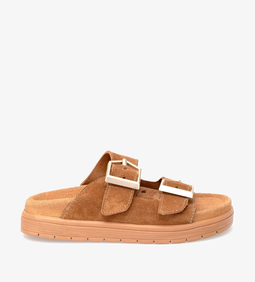 Elit Amoretta Kadın Hakiki Deri Düz Terlik Taba