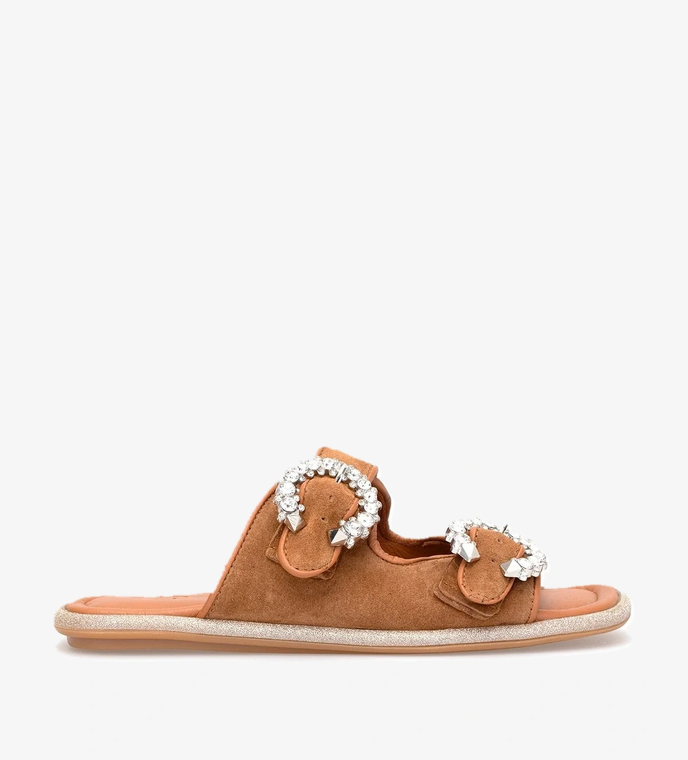 Elit Meliora Kadın Hakiki Deri Düz Terlik Taba