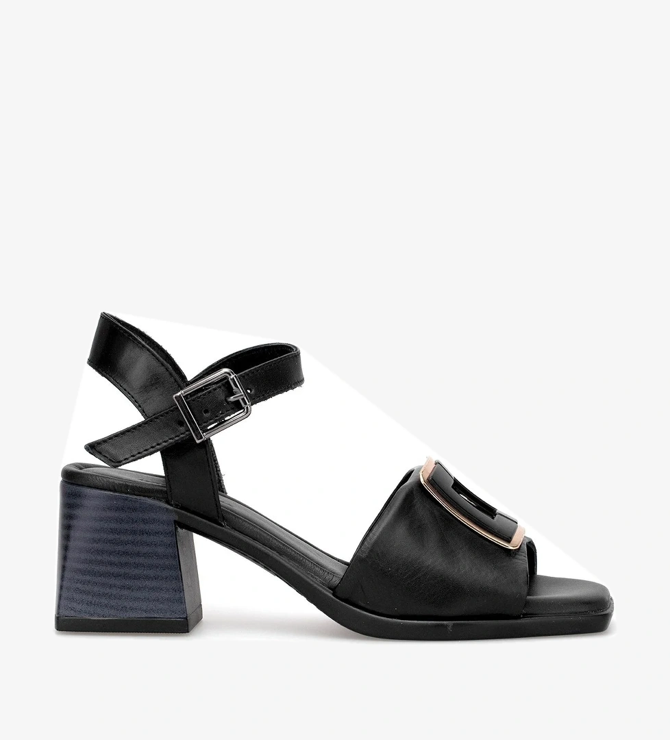 Ayakkabı Fuarı Elit Brk488 Kadın Hakiki Deri Klasik Topuklu Ayakkabı Siyah Vizon model görseli