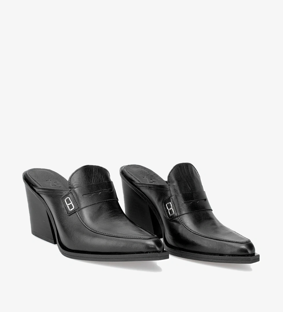 Elit Sienna Kadın Hakiki Deri Topuklu Terlik Siyah