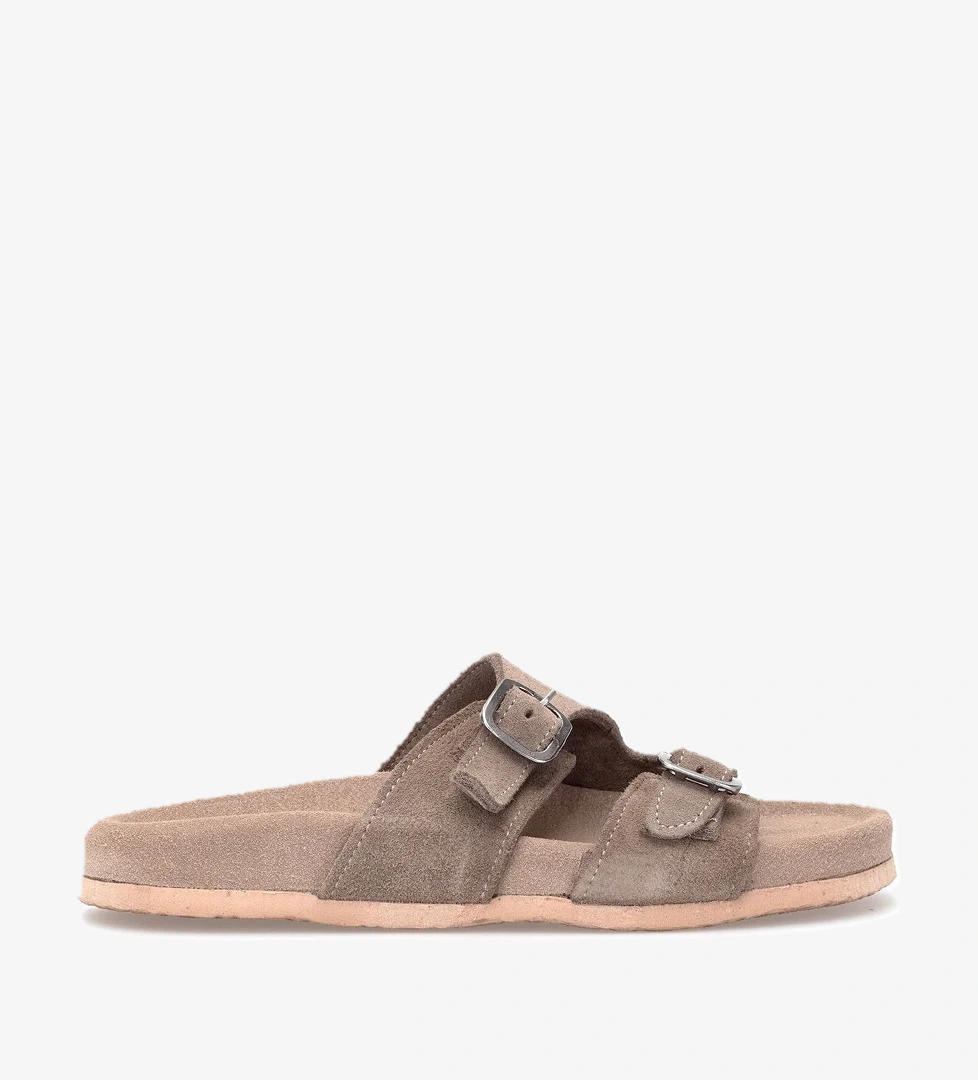 Elit Zeyn 8113 Kadın Hakiki Deri Düz Terlik Vizon - Görsel 1