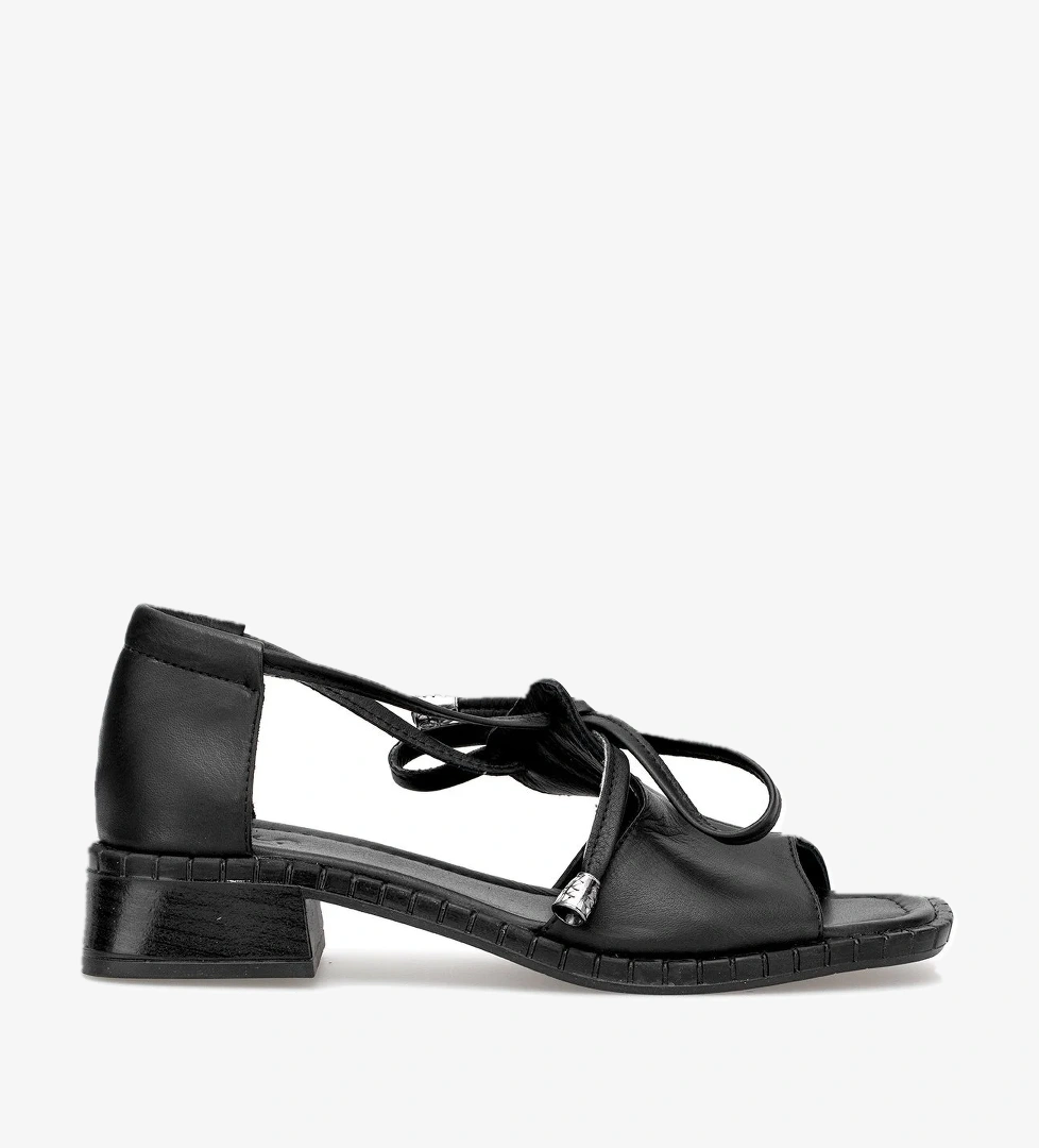 Elit Zeyn 8155 Kadın Hakiki Deri Topuklu Sandalet Siyah