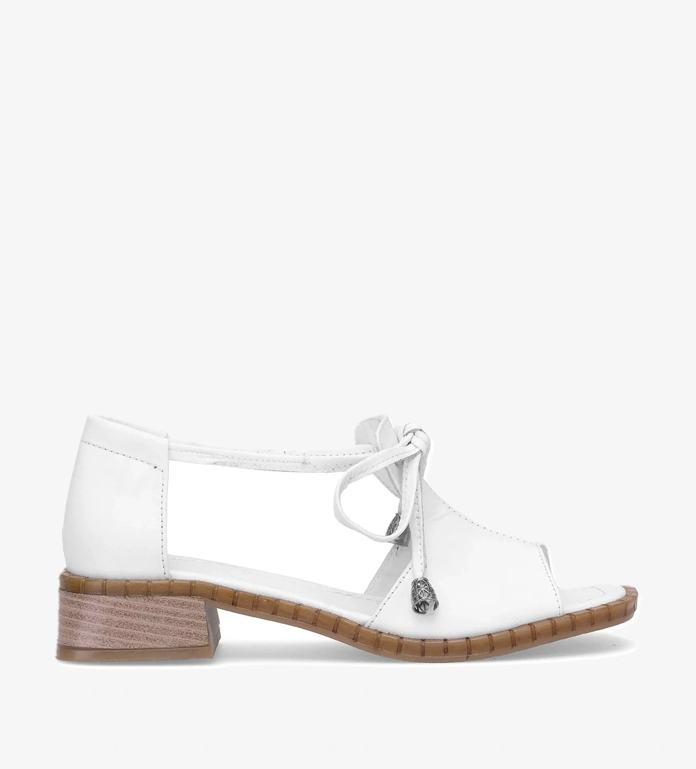 Ayakkabı Fuarı Elit Zeyn 8155 Kadın Hakiki Deri Topuklu Sandalet Beyaz Siyah model görseli