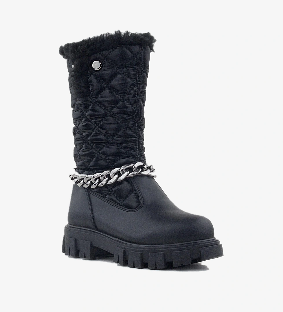 Rakerplus Siyah Uzun Fermuarlı Zincir Detaylı Kız Çocuk Yağmur Çizmesi model görseli