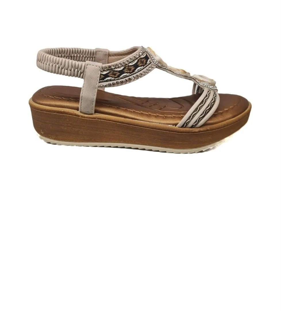 Dolgu Topuk Rahat Günlük Kadın Taşlı Sandalet 1332006-Z - Görsel 1