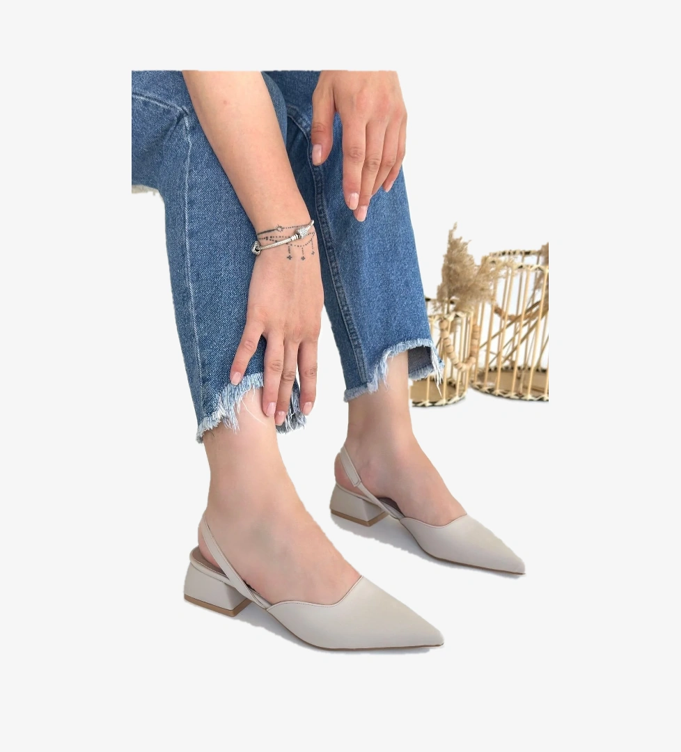 Bej Kadın Topuklu Ayakkabı - Görsel 1