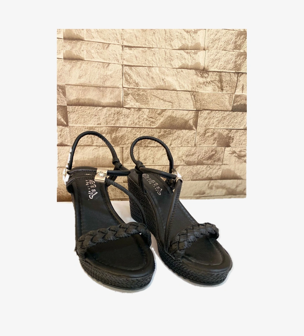 Kadın Örgü Tedaylı 8 cm Dolgu Topuklu Sandalet 4010-123-0002 - Görsel 1