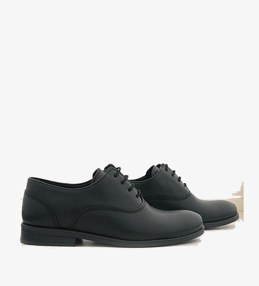 Smokin Siyah Mat Bağcıklı Çocuk Klasik Ayakkabısı - Görsel 1