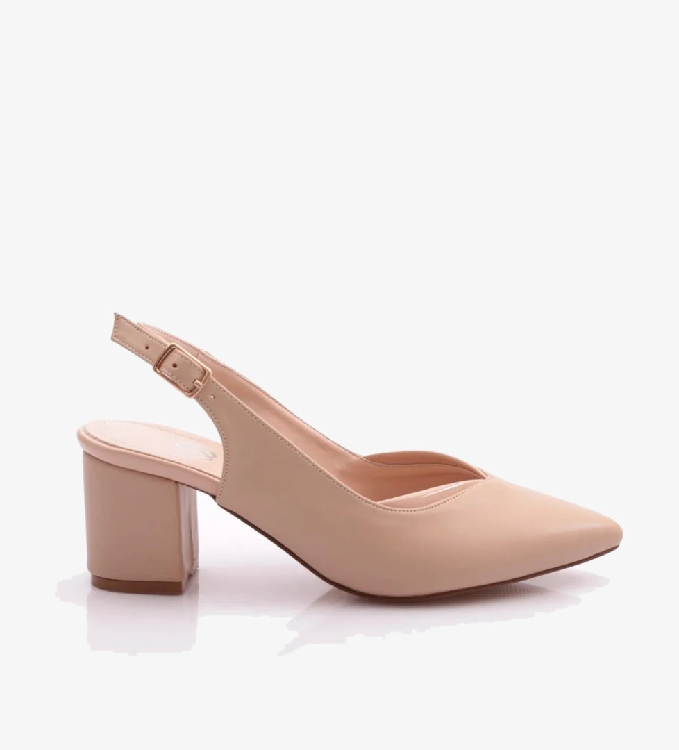 K600 Kadin Arkasi Açik Sivri Burun Topuklu Ayakkabi