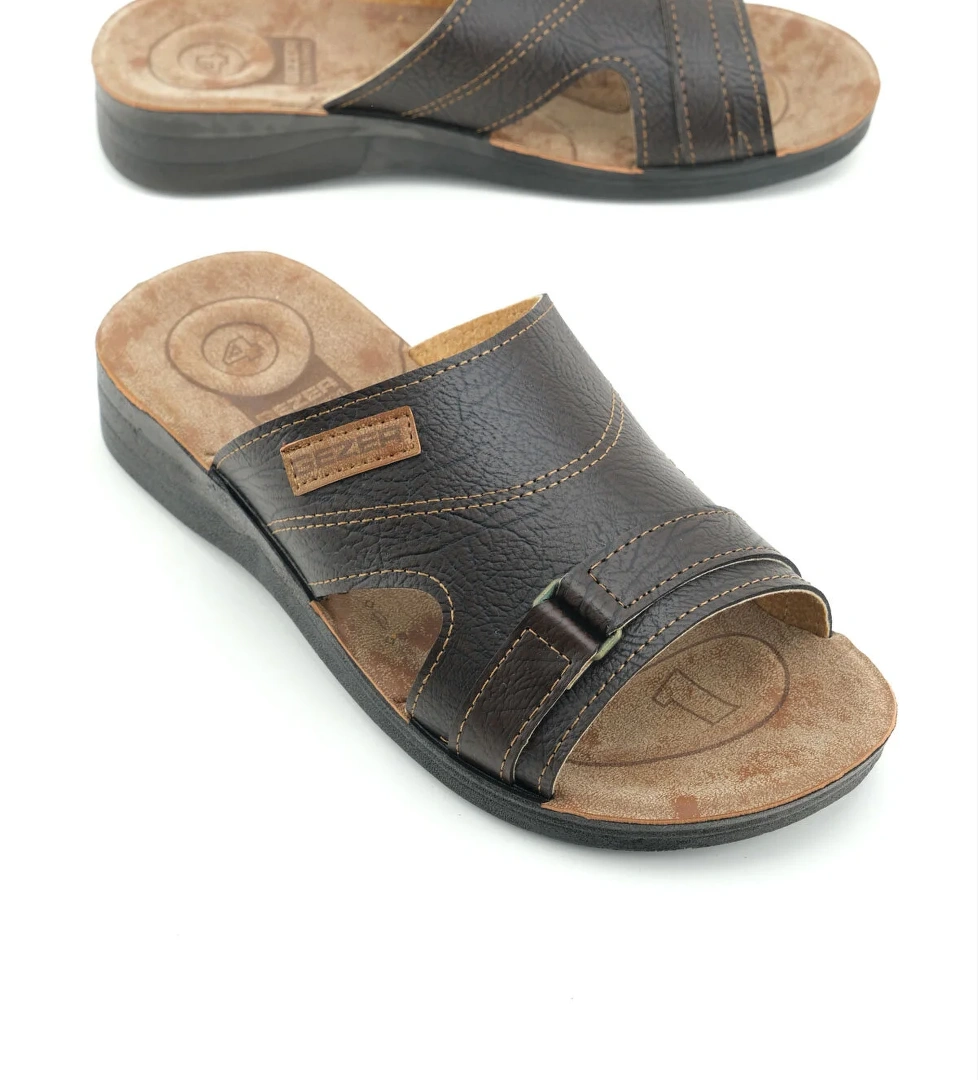 Erkek Yazlık PU Taban Suni Deri Koleksiyon Rahat Taban Günlük Terlik - Görsel 1