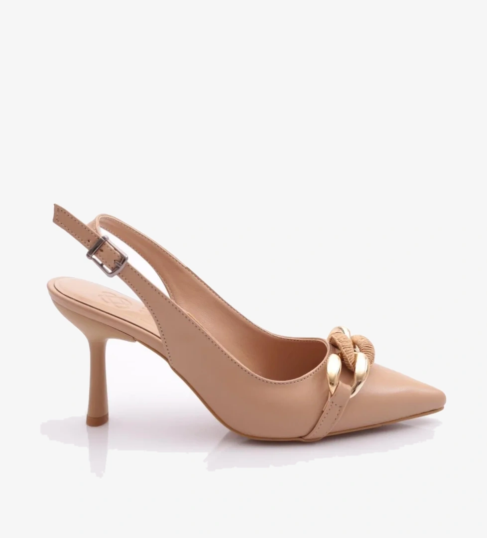 Dgn 4141 Kadin Önü Kalin Zincir Desenli Topuklu Ayakkabi model görseli