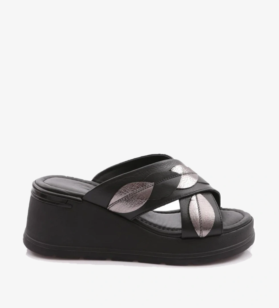 369-2432 Kadin Desenli Çapraz Bantli Kalin Taban Terlik