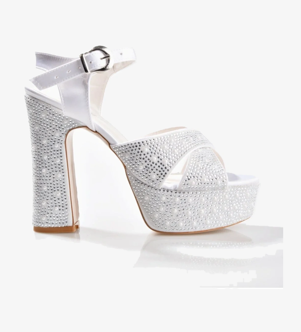 Erdal Koçyiğit Ayakkabı EK Merve 7525 Kadın Taşlı Kalın Platform Topuklu Ayakkabı model görseli