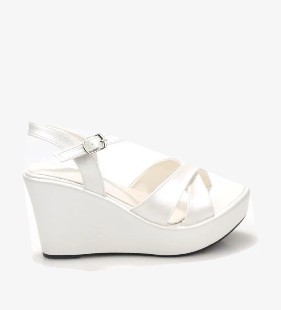 Papuçcity Lgzz 03149 Kadın Dolgu Taban Gelin Nikah Düğün Sandalet Ayakkabı model görseli