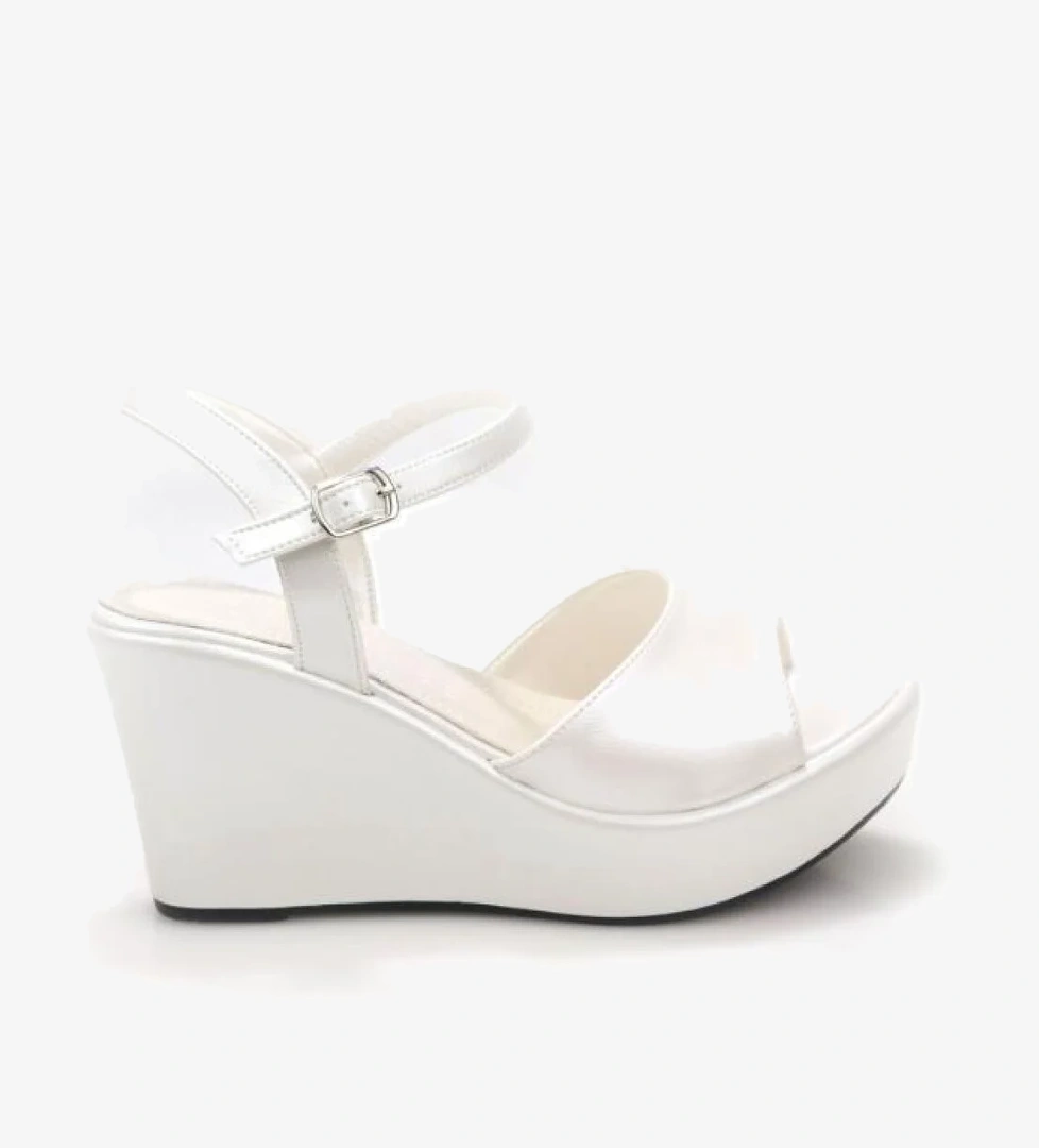 Lgzz 03147 Kadın Dolgu Taban Gelin Nikah Düğün Sandalet Ayakkabı - Görsel 1