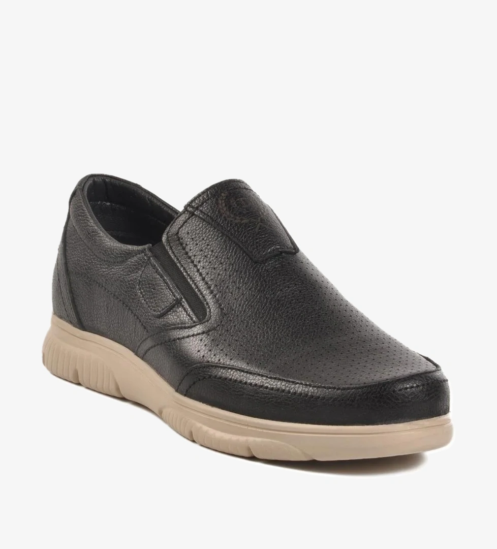 D2301 M Siyah Hakiki Deri Erkek Günlük Ayakkabı