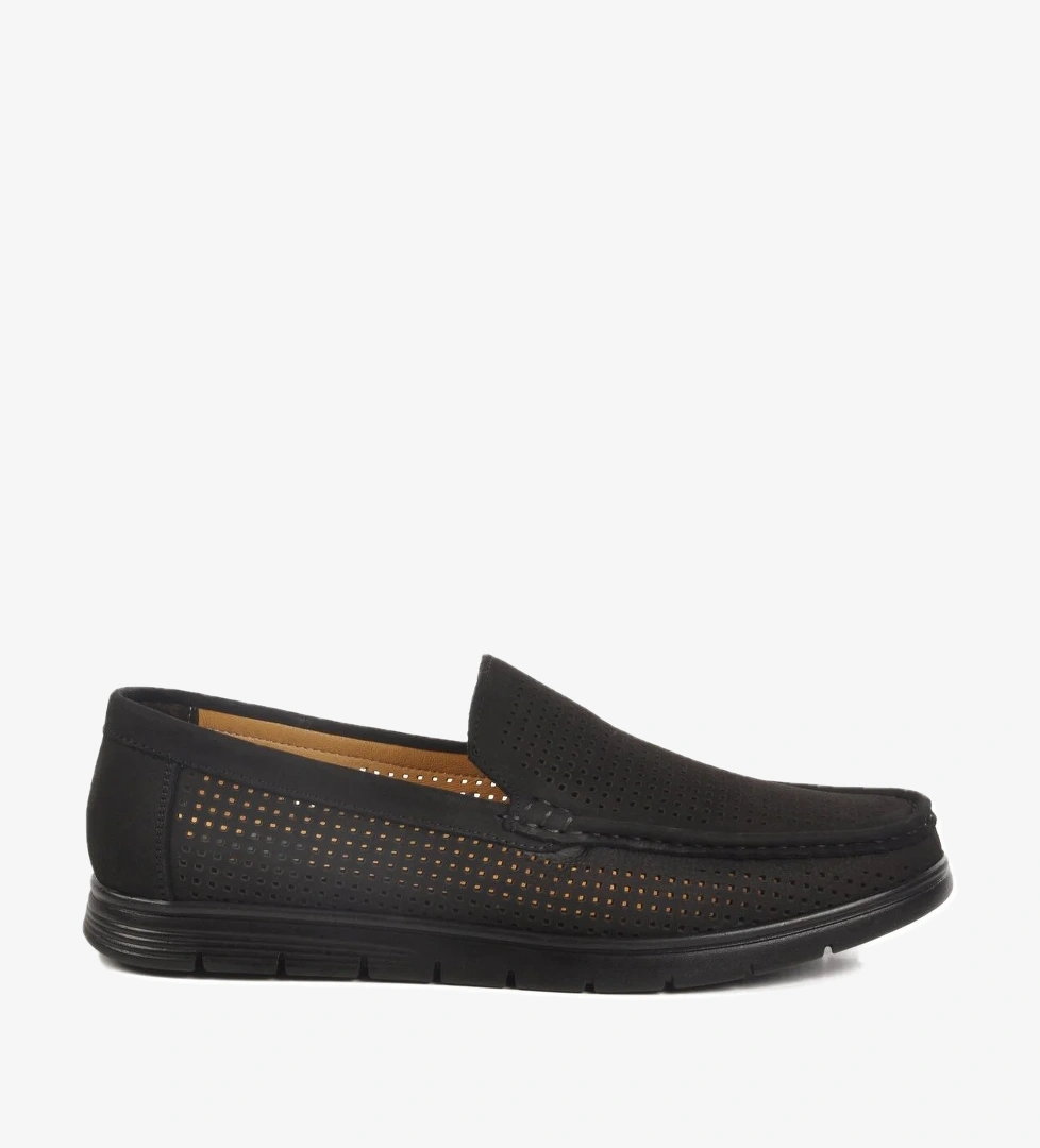 Siyah Nubuk Hakiki Deri Jel Taban Anatomik Erkek Casual Ayakkabı Gmz 001 M