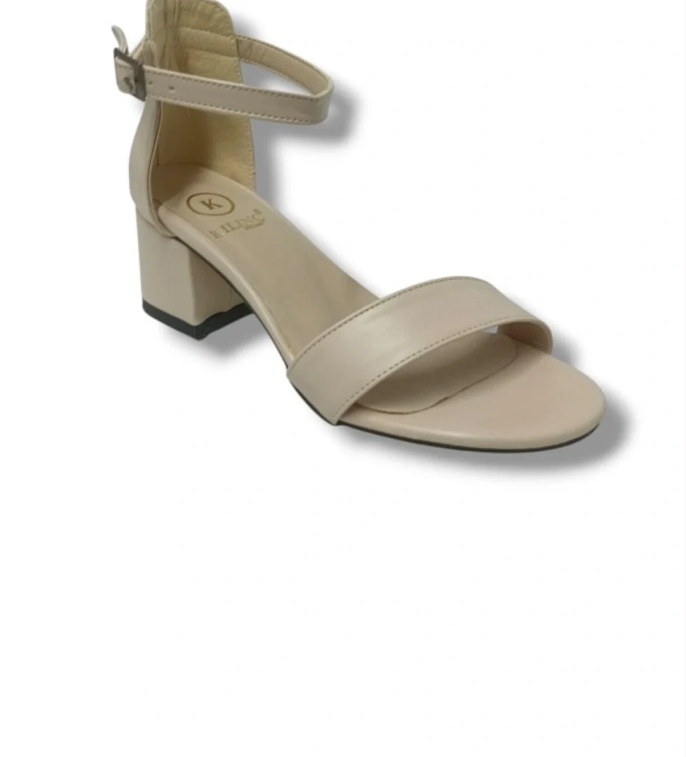 985-25 Deri Anatomik Tek Bant Kalın Topuk Kadın Sandalet