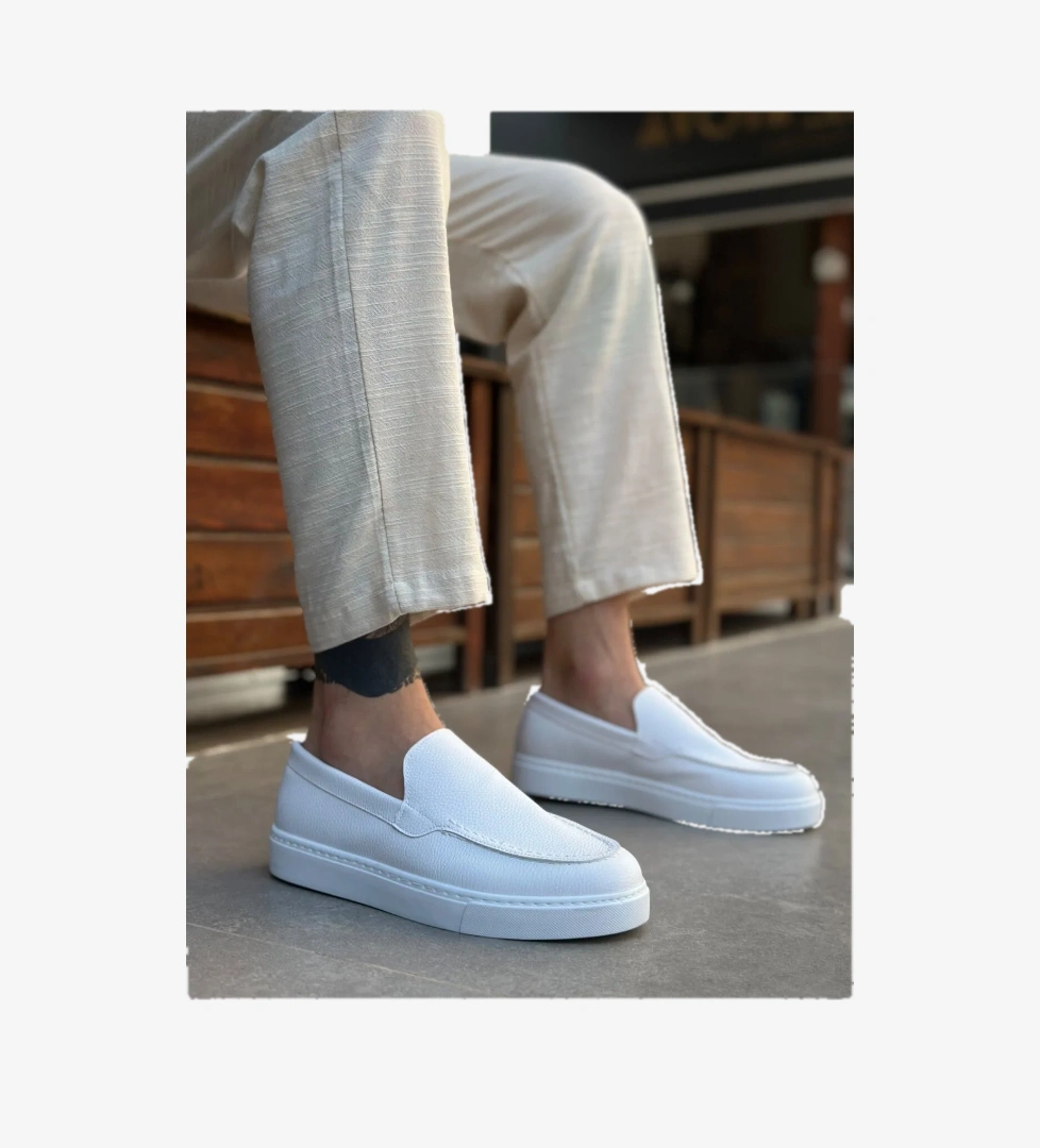 Bağcıksız Erkek Casual Ayakkabı BEYAZ (BEYAZ TABAN) - Görsel 1