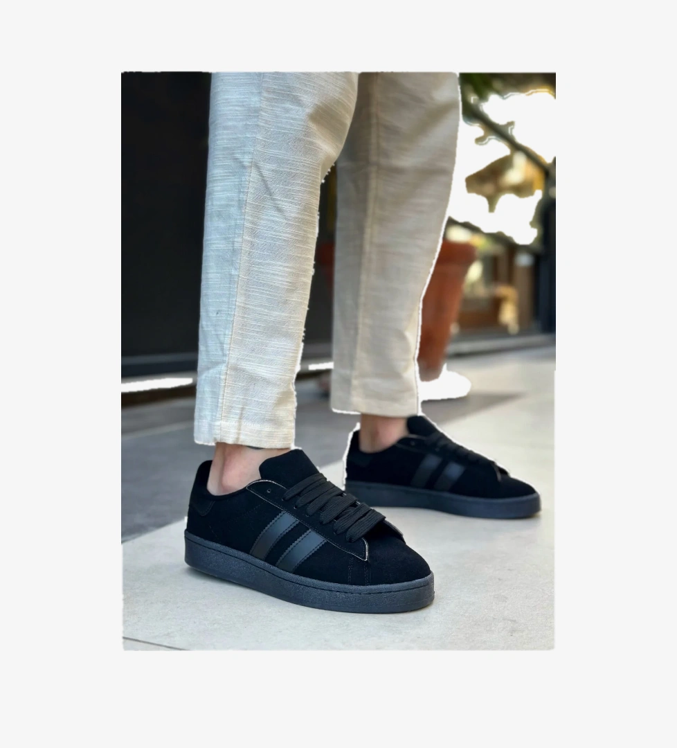 Bağcıklı Erkek Günlük Ayakkabı SİYAH (SİYAH TABAN) - Görsel 1